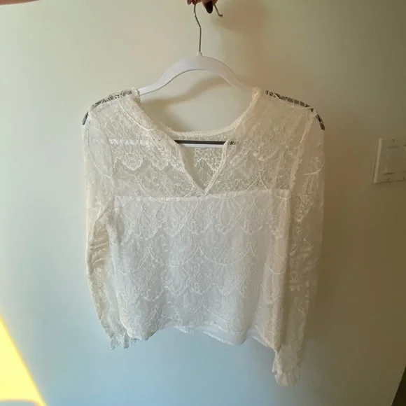 REVOLVE White Lace Long-Sleeve Blouse - Picture 4 of 6